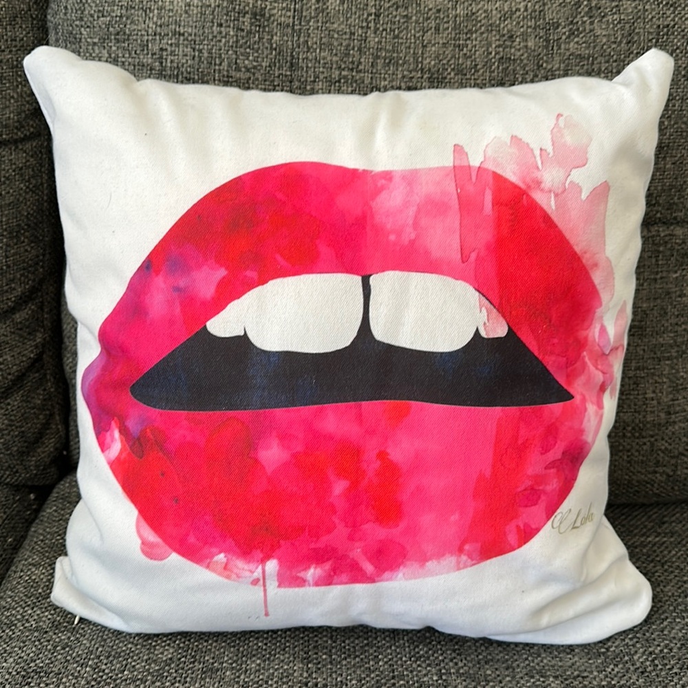 Oliver gal watercolor lips throw pillow
